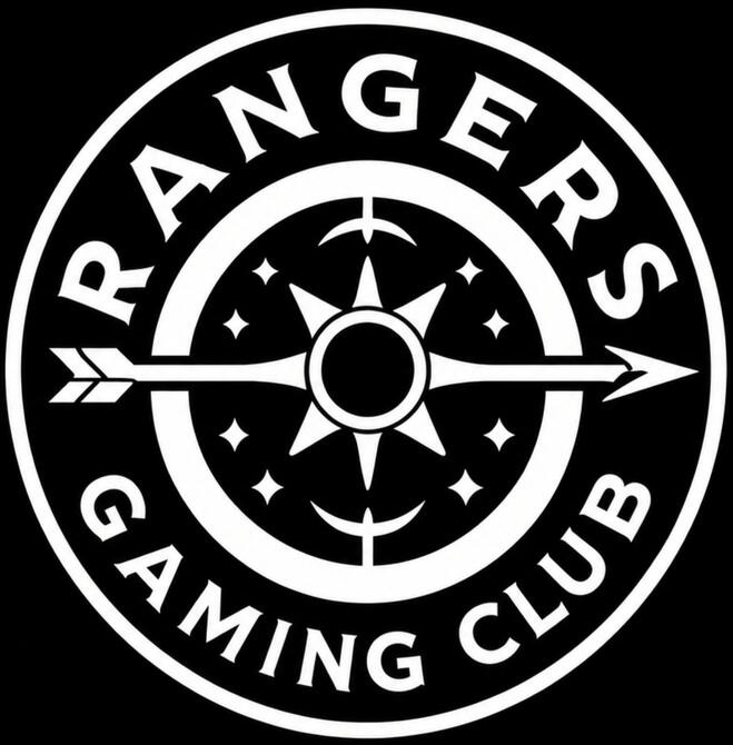 Rangers Gaming Club logo shows a compass with an arrow through it pointed to the right